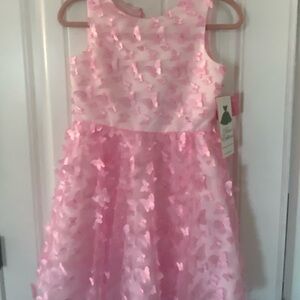 Rare Editions Pink Butterfly Appliqué Party Dress